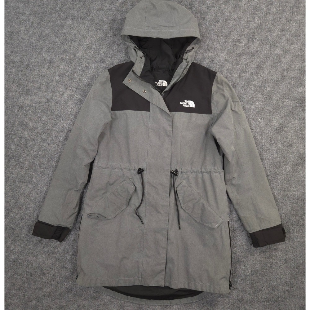 The North Face Metroview Trench‎ Coat Womens M Gray DryVent Waterproof Hooded